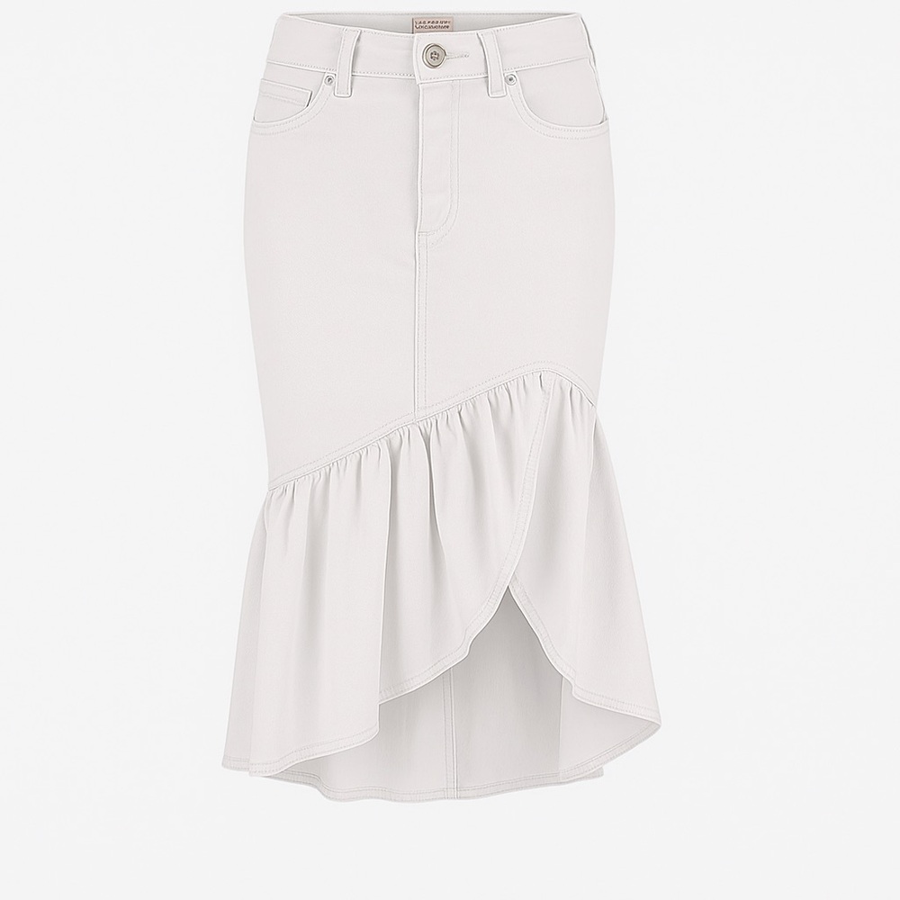 Women's Marinella Ruffled-Hem Denim Skirt
